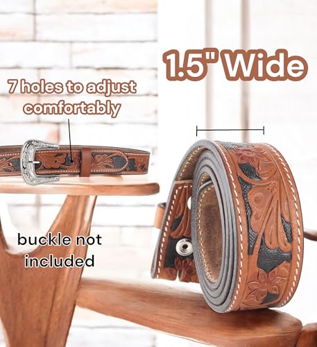 Image of F&L CLASSIC Western Belt without buckle for men - Full Grain Leather Cowboy Belts for jeans - One Piece Leather strap belt
