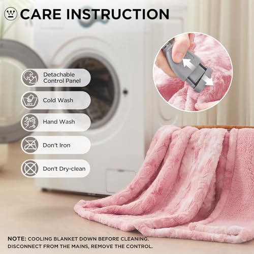 Image of Westinghouse Electric Throw Blanket, Faux Fur Heated Blanket with 6 Heating Levels & 2-10 Hours Auto Off, Soft Cozy Sherpa Heated Blanket Washable Blanket (50 inch x 60 inch Throw Size, Pink)