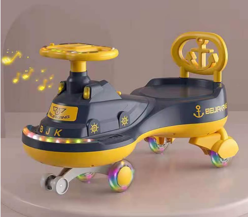 TECHPLUS-Magic Swing Cars for Kids/Baby | Twister Magic Car for Kids with LED Light, PP Scratch Free Wheels | Swing Car | Baby Car, Ride on Magic Car for Kids 3 to 8 Years Boys & Girls (Black)