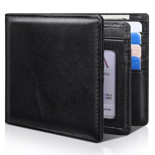 Image of Artpaxy Mens Wallet Bifold Genuine Leather RFID Blocking Wallet for Men with 1 ID Window 15 Card Holders 2 cash pockets 1 Gift Box