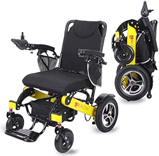 ActiWe Electric Wheelchairs for Adults Lightweight Foldable, Portable Motorized Folding Electric Wheelchair Seniors, Small All Terrain Power Wheelchair Silla de Ruedas para Adultos Electrica (Yellow)