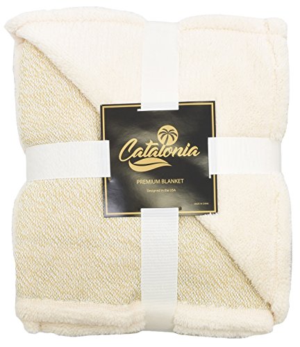 Catalonia Sherpa Throws Blanket,Reversible Super Soft Plush Fuzzy Blanket With Fleece Lining For Bed Couch Sofa 60X50 Latte #TOP24