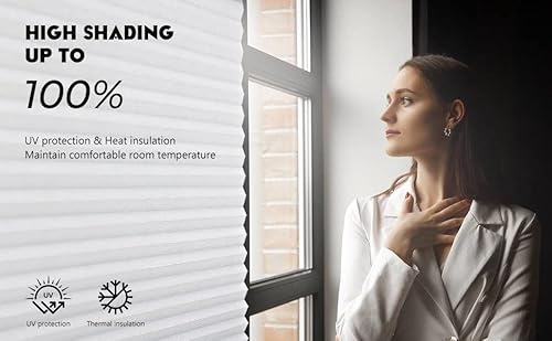 Nonwoveneco Thickened Blinds 2.0 For Window Shades, Pleated Blackouts For House Insulation, No Tools No Drill, Cordless Adhesive Eclipse Shades, Anti-Uv, (70''H X 35''W) #TOP1