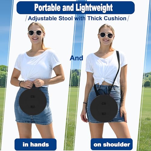 Image of 2026 Upgraded 45cm Collapsible Stool with Cushion, Maximum Loading 440 Pounds, Portable and Lightweight Adjustable Seat, Camping Retractable Stool for Outdoor Camping, Fishing, Hiking, BBQ
