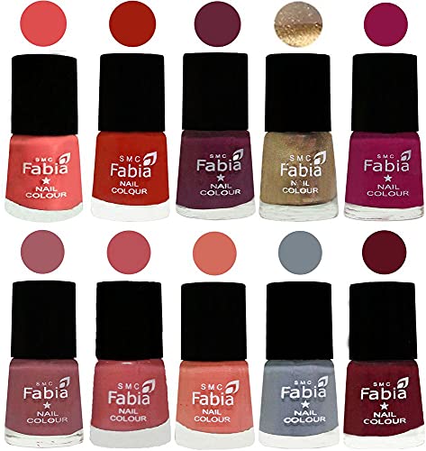 Image of ALL IN ONE (PACK OF 10), Long Lasting Glossy Nail Polish, 6 ml Each, All Vibrant Colours,01825