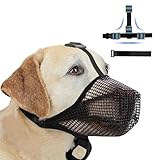 Dog Muzzle for Large Dog, Muzzles with Touch Fastener Straps, Breathable Pet Mask DogsTraining for Biting Chewing, Soft Mesh Muzzle for Small Medium Large Dogs