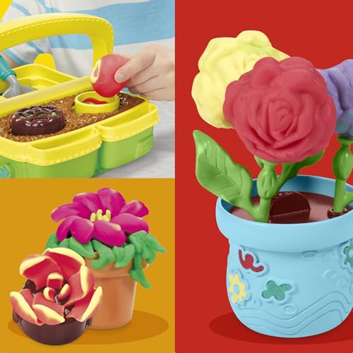 Play-Doh Mon Jardin de Fleurs, Coffret de Pâte à Modeler, Plantes Multicolores, pour Filles et Garçons à Partir de 3 Ans