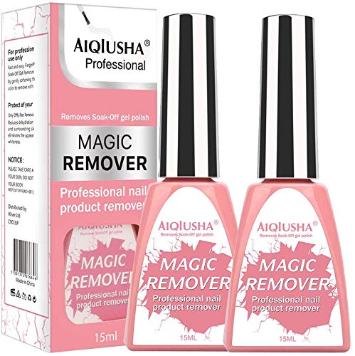 AIQIUSHA Nail Polish Remover, Quickly Bursting Removes Soak-Off Gel Nail Polish 15ML/PC (2pcs)