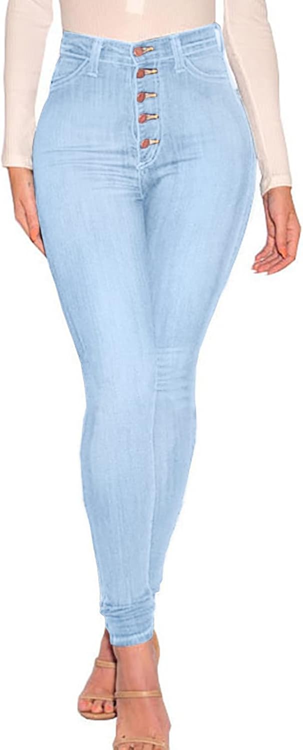 KUNMI Womens Curvy High Waist Stretch Butt Lifting Skinny Colombian Jeans - Image 3