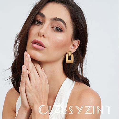 CLASSYZINT Gold Silver Clip On Earring For Women Handmade Brass Metal Retro Statement Dangle Earrings Gift Jewelry3