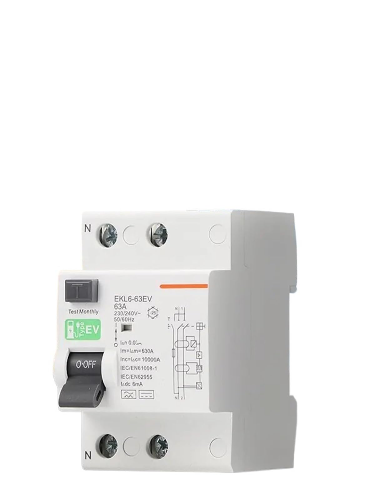 Interruttori differenziali 2P 4P for stazioni di ricarica for auto EVSE RCD 40A 63A 30mA EKL6-63EV 10KA 1 pz(4P,40A)