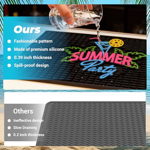 Neon Tiki Black Bar Mat 18 x 12 Inch - Thick Rubber Bar Mats for Countertop and Bartending - Professional Bar Spill Mat for Home Bar Accessories, Bar Cart Decor and Bartender Accessories （SXJQ） — view 4