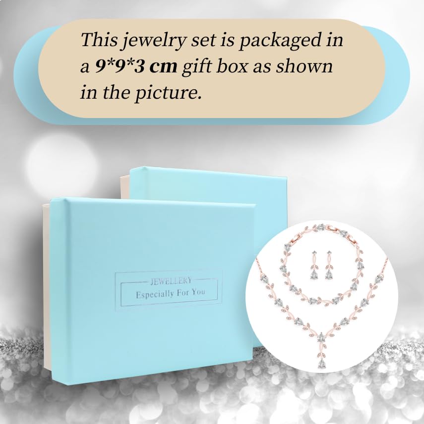 Image of GZWHD Wedding Jewelry Sets for Bride Bridesmaid Women Cubic Zirconia Necklace Earrings Bracelet Set Gift for Mother Friend Wife Daughter Sister Party Prom Jewelry