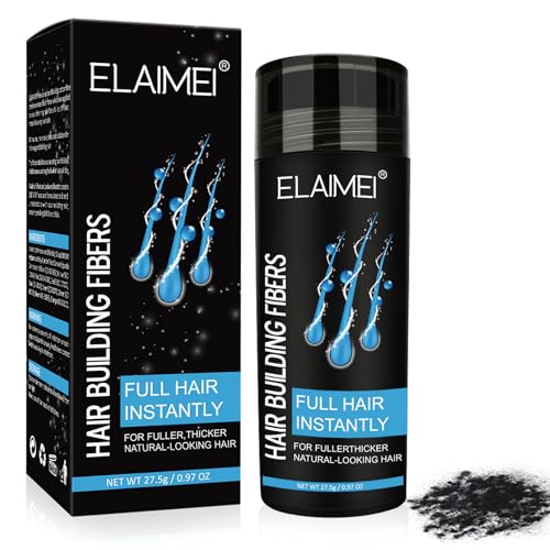 Hair Fibers for Men with Keratin Instantly Volumizing Powder for Thinning Hair-Loss Hair Building Fibers Concealer with Sprayer for Fuller Natural Look (Black)
