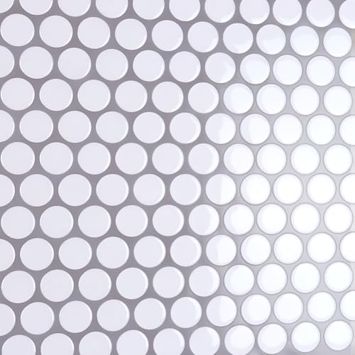 CRE8TIVE 16 Sheets White Penny Round Peel and Stick Tile