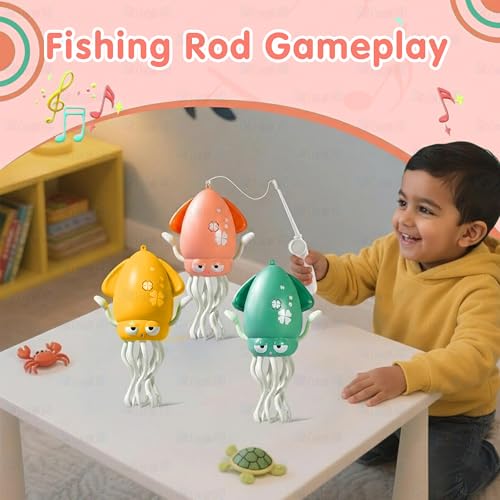 Image of Kidology Dancing Octopus Baby Toy | Electric Crawling & Swinging Squid with Music & Lights | Interactive Tummy Time Toy for Babies & Kids | Sensory Musical Birthday Gift for Kids (Pink)