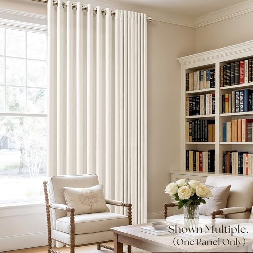 Image of Natural Linen 102 Inch Curtains 72 Inch Width for Balcony Door | Living Room Divider, Light Filtering, Semi Sheer, Extra Wide, Patio Curtains, Floor to Ceiling Window, 72x102, 1 Panel, Ivory