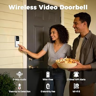 xmartO 2.4G/5G Dual Band Smart Video Doorbell Camera, Home Security Live View, 2-Way Audio, AI/Motion Detection, Instant Alerts, Included Chime, No Monthly Fee, Easy Setup, Works with NVR/Standalone