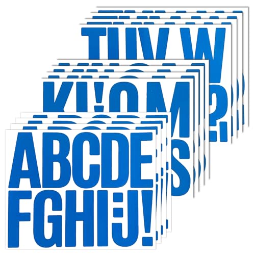 144 Pcs Self-Adhesive 3 Inch Letter Stickers Vinyl Blue Alphabet Sticker