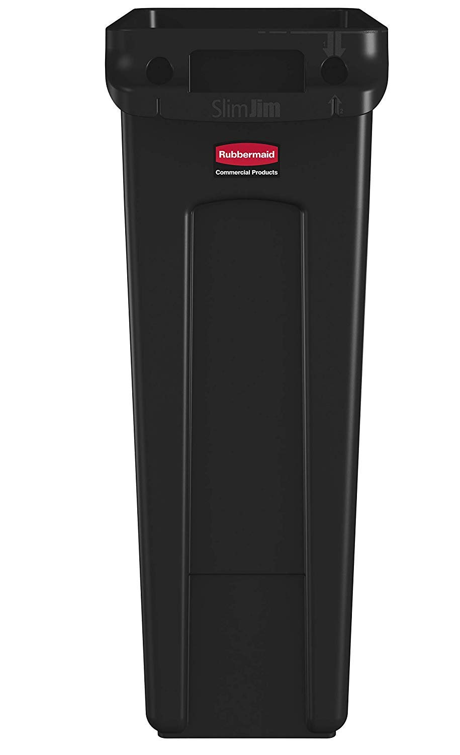 Rubbermaid Commercial Products Slim Jim Plastic Rectangular Trash/Garbage Can With Venting Channels, 23 Gal, Black, for Kitchen/Office/Workspace, Pack of 4