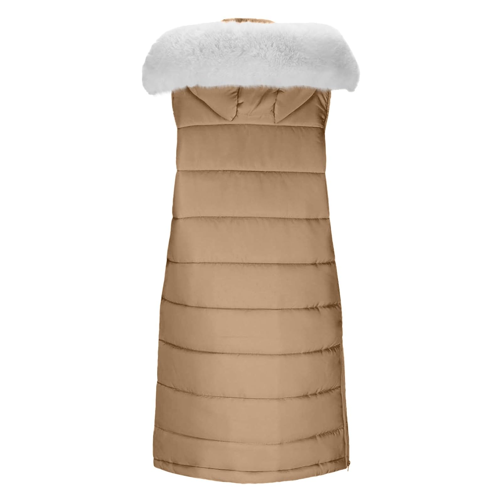 Genérico Chaqueta Plumas Mujer,Chaleco Acolchado Con Capucha De Longitud Media Cuello Falso Desmontable Y Botones Chaqueta De Corte Ajustado