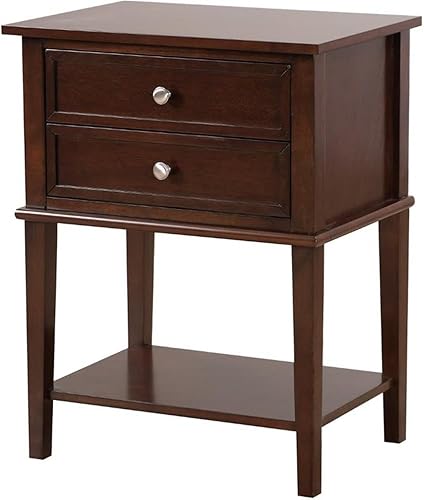 Glory Furniture Mesita de noche Newton con 2 cajones en capuchino Capuccino,Beige,Negro -,Gris,Roble,Rosado,Blanco,plateado, (Silver Champagne)