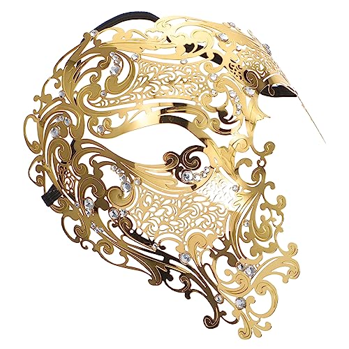 Holibanna Máscara Cubiertas De La Mascarada Mascara Led Víspera De Todos Los Santos Hombres De Mascarada De Luz Con Led Hierba Portadas De Carnaval Traje Golden Aleación