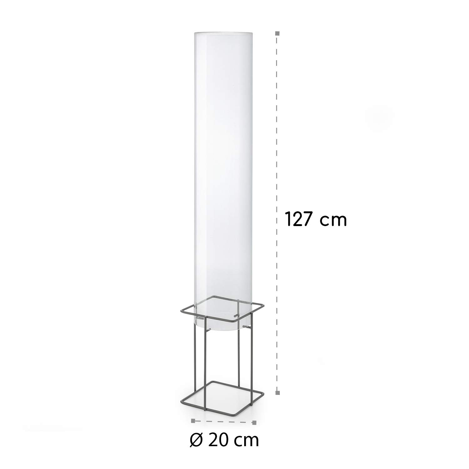 blumfeldt Skydive - Torre para Peces, Columna de Cristal acrílico, Base de Metal, Resistente Intemperie, Protección Rayos UV, Efecto Aumento, Pared 3mm Grosor, 20cm diámetro, 127cm Alto, Transparente