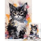 Kitty No Jigsaw Puzzle 1000 Fokus-Memory-Spiel Experten-Schneide-Handwerkskunst Entspannende Indoor-Gruppenaktivität (38x26cm)