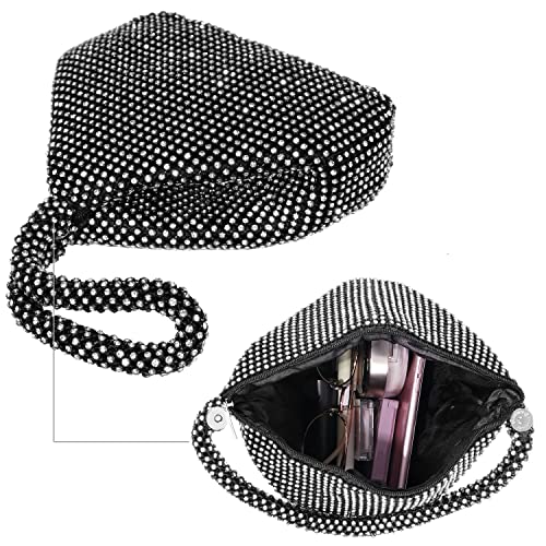 Image of Women's Evening Bag- Upgraded Larger Size Full Rhinestones Bling Wrist Clutch Purse for Party Wedding Date Night