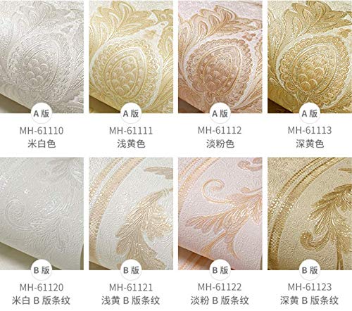 Q Qihang European Style Damask Pvc Wallpaper Ab Version European Flower 3D Embossed Craft Bedroom Living Room Tv Background Wall Shop Decoration 20.87" Wx393.7 L Non-Pasted (Dark Yellow A) #TOP2