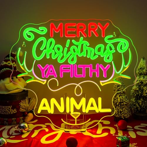 Image of Merry Christmas LED Neon Sign Christmas Deer Light for Grinch Decoration