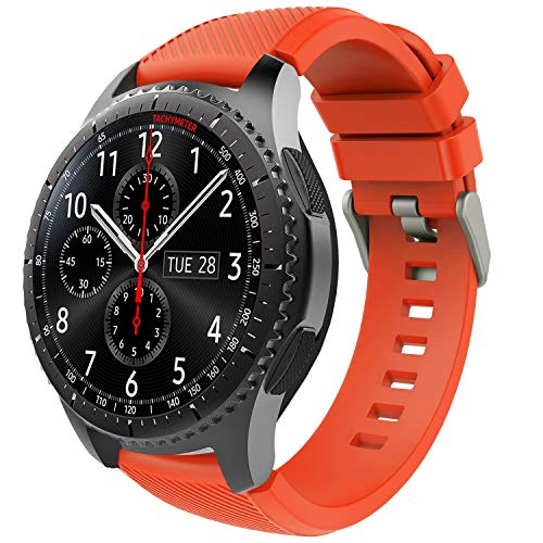 TiMOVO Bracelet compatible avec Samsung Gear S3 Frontier/Galaxy Watch 3 45 mm et plus - Bracelet en silicone souple de 22 mm, orange