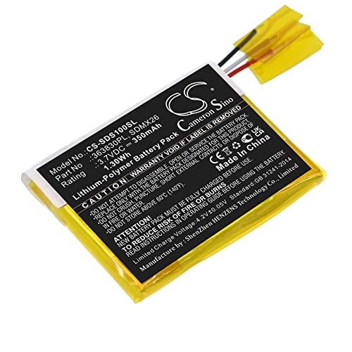 FYIOGXG Cameron Sino Battery for Sandisk Clip Jam, Sansa Clip PN:Sandisk 363830PL, SDMX26 350mAh / 1.30Wh