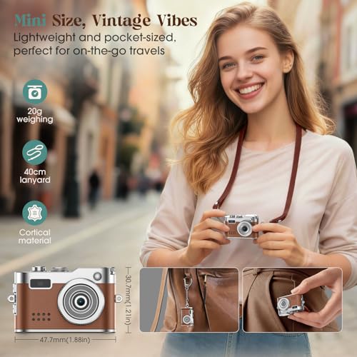 Image of HOTU Keychain Camera, Mini Digital Camera 1080P HD with Flash Brown