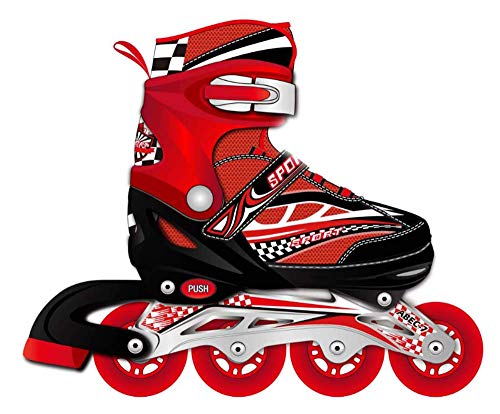 Tante Tina Patines en línea con Luces Que se encienden en Las Ruedas para niños y Adolescentes - Rojo - Talla S (29-32)