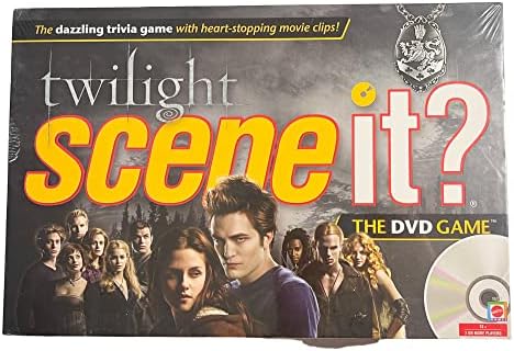 Scene It? Trivia DVD Board Game - TWILIGHT with DVD, Game Board, 4 Movers, 100 Trivia Cards, 20 Fate Cards, 4 Category Reference Cards, 1 Six-Sided Numbered Die, 1 Eight-Sided Category Die and Instruction Sheet Plus Bonus Activities