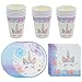 SIMUER 48 Pcs Licorne Party Supplies Cadeau Enfants Parfaits Accessoires d'anniversaire pour 16 invités Party Décoration pour Filles Vaisselle 16 * Coupe 16 * Serviettes 16 * Disque - Violet