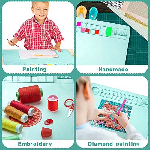 Osdue Silicone Painting Mat, 20" X 16" Silicone Craft Mat, Silicone Art Mat With Paint Brush Cleaner Tool And Paint Holder, Silicone Artist Mat For Kids Gift Painting Clay Diy Creations - (Blue) #TOP6