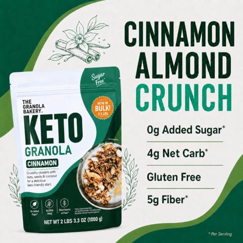 TGB Cinnamon Granola Cereal, Keto Snack, Sugar Free, High Fiber, 2.2lb Bag - image 3