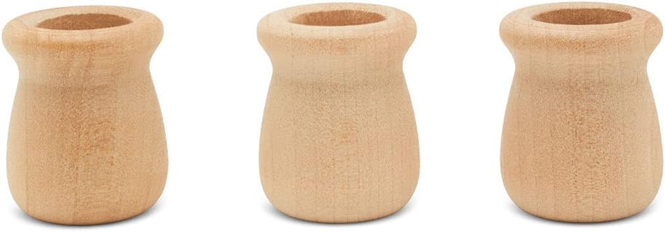 Bean Pot Candle Cups, 1-5/16 Inch, 5/8 Inch Hole, Pack of 50 Unfinished Wood Candle Holders, Wood Turnings for Crafts, by Woodpeckers