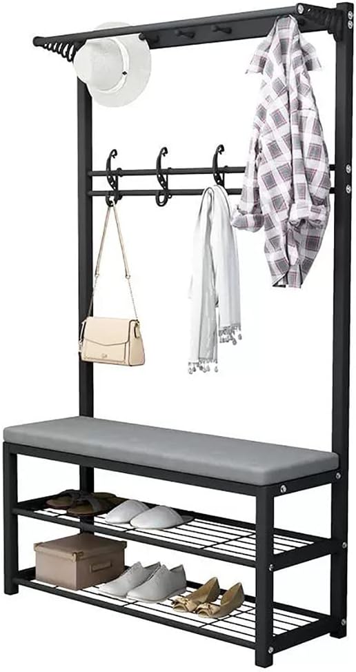 ストレージベンチ付きのコートラックフリースティング、靴ラック付きのホールツリー1個のホールツリー、廊下ベッドルーム用の4つのフック付