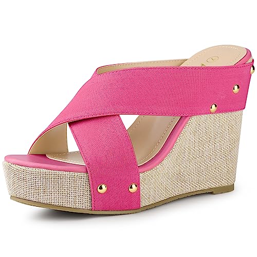 Allegra K Allegra K Women's Platform Slide Pink Wedge Sandals 6 M US