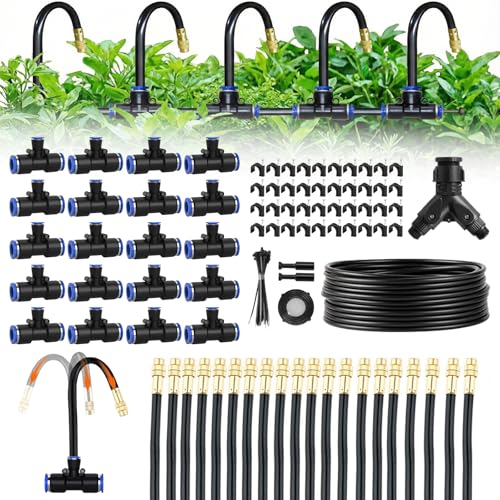 100ft 1/4-Inch Drip Irrigation Kit with 16 Adjustable Copper Nozzles,