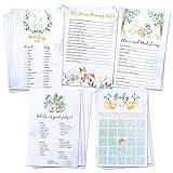 Lovely Celebrations: Woodland Themed Baby Shower Games Pack: Bingo, Matching Game, How Well do You Know Mommy?, Advice and Predictions, What's in Your Purse? 50 Each, 250 Pieces Total, Decorations