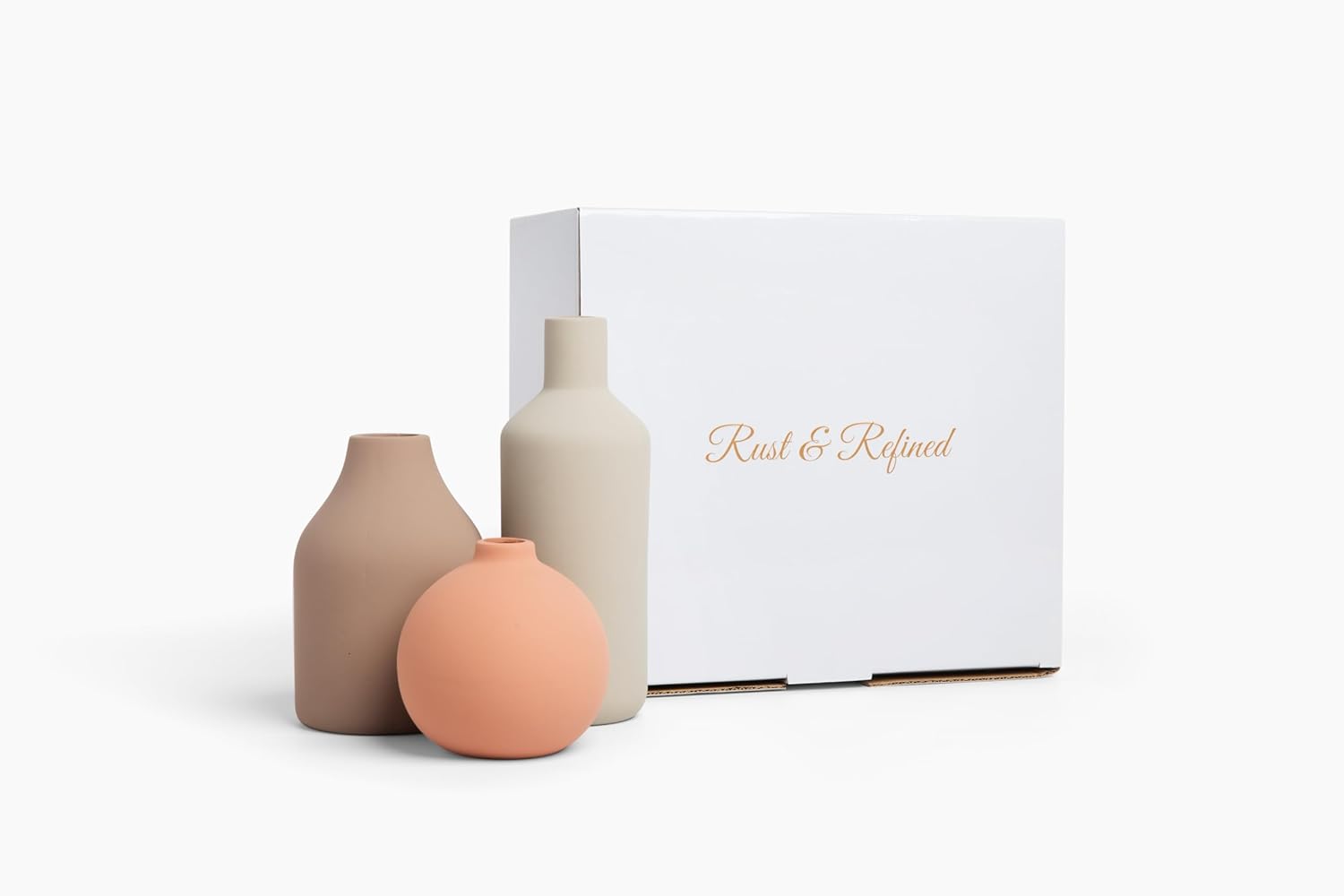 Ceramic Vase Set of 3 - Modern Farmhouse Decorative Vases for Home Decor. Boho, Rustic Vase, Small Neutral Pottery Vase Sets for Table, Shelf, Entryway, Living Room, Kitchen, Bedroom, Bathroom, Office - Image 6