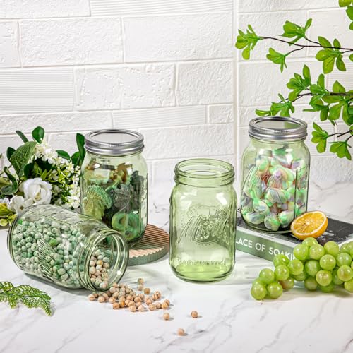 WELLIFE Mason Jars 32 oz - 6 Pack Green Large Mason Jars Wide Mouth,Glass Jar with Lid for Canning, Pickling, Food Storage, Fermenting, DIY Crafts & Decor, Reusable by WELLIFE - Image 7
