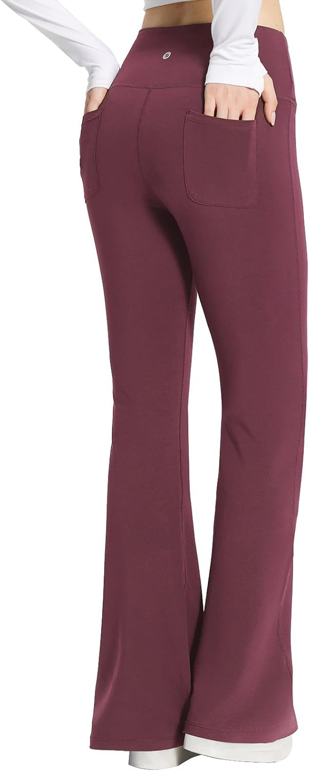 baleaf Womens Cotton Flare Yoga Pants High Waisted Bootcut Bell Bottom Leggings Dressy Work Office Trousers