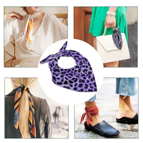 Colorful Leopard Print Silk Like Scarf Square Hair Scarf Women Fashion Neck Scarves Wristband4