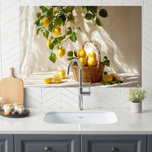 Image of Lemon Branch Basket Backsplash Peel and Stick, 35.4x23.6 in